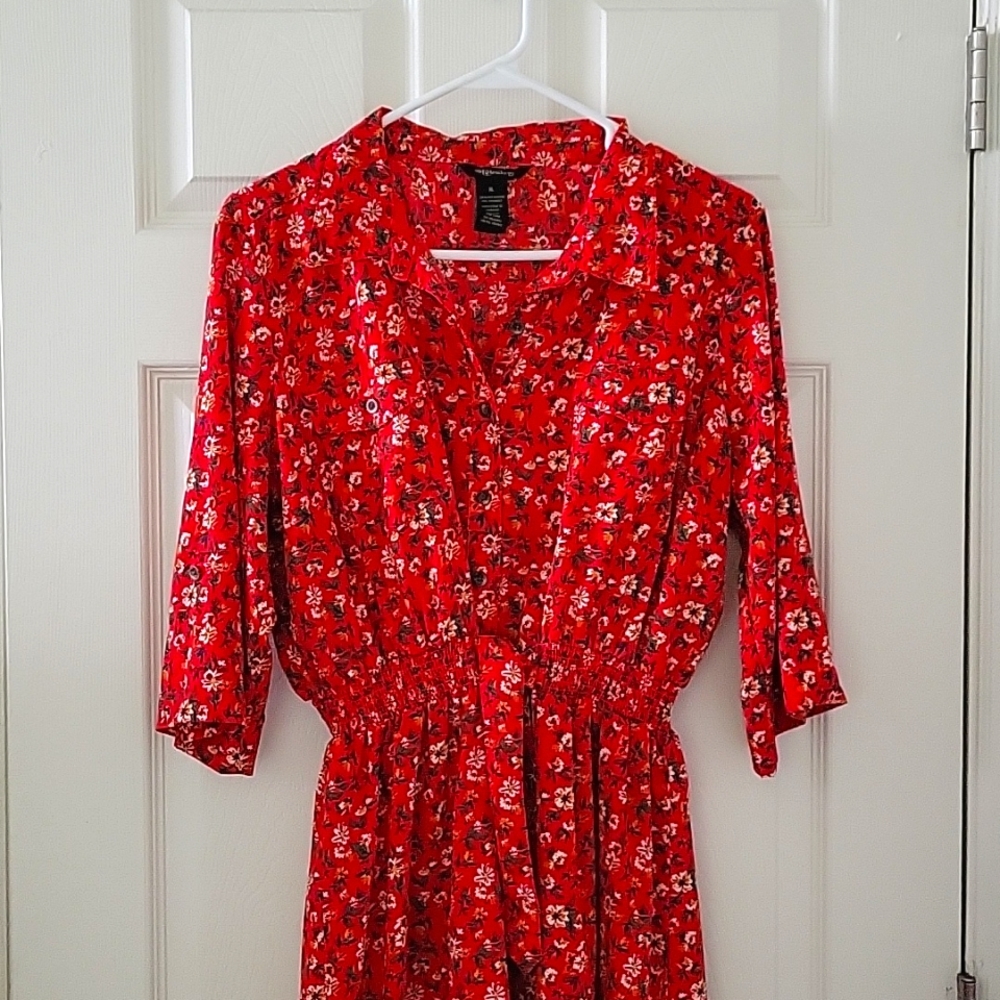 Millenium XL red flower dress 3/4 sleeve